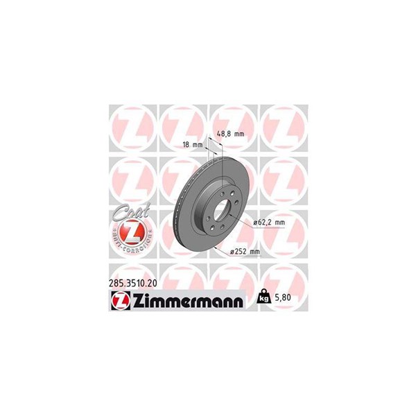 Bromsskiva Ventilerad, Framaxel Zimmermann 285.3510.20 ZIMMERMANN Bromsskiva Ventilerad, Framaxel Zimmermann 285.3510.20 ZIMMERMANN