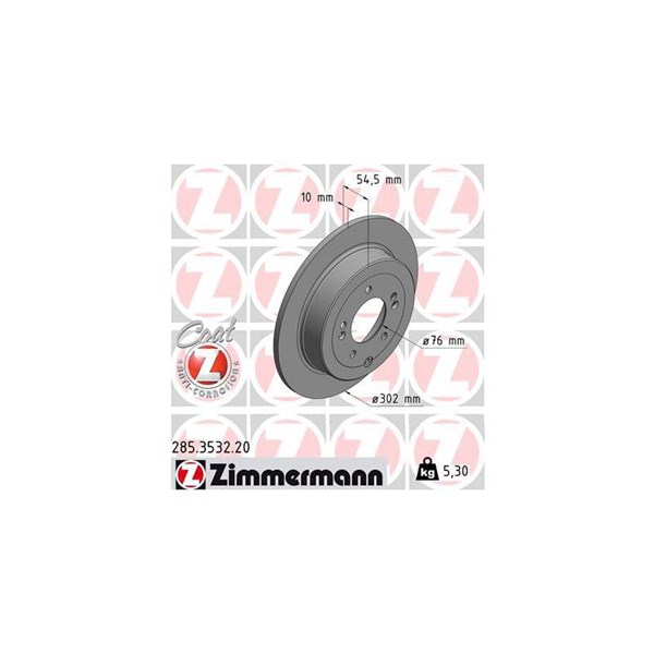 Bromsskiva Solid, Bakaxel Zimmermann 285.3532.20 ZIMMERMANN