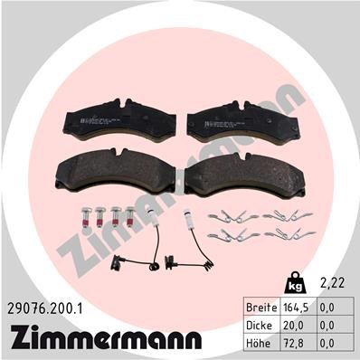 Bromsbeläggsats, Framaxel, Bakaxel Zimmermann 29076.200.1 ZIMMERMANN
