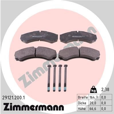 Bromsbeläggsats, Bakaxel, Framaxel Zimmermann 29121.200.1 ZIMMERMANN