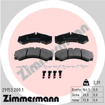 Bromsbeläggsats, Framaxel, Bakaxel Zimmermann 29153.200.1 ZIMMERMANN