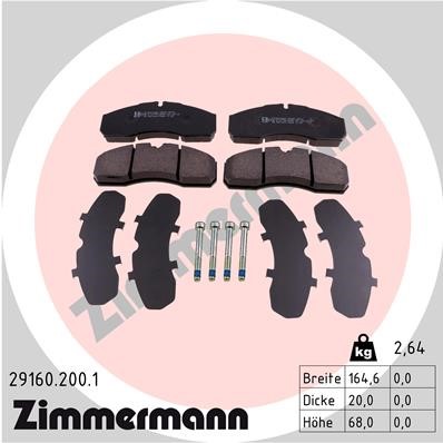 Bromsbeläggsats, Framaxel Zimmermann 29160.200.1 ZIMMERMANN