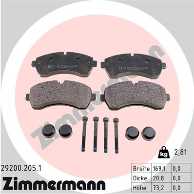 Bromsbeläggsats, Framaxel Zimmermann 29200.205.1 ZIMMERMANN
