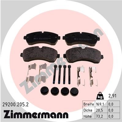 Bromsbeläggsats, Framaxel Zimmermann 29200.205.2 ZIMMERMANN