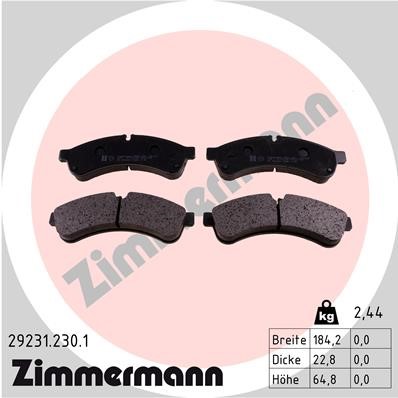 Bromsbeläggsats, Bakaxel Zimmermann 29231.230.1 ZIMMERMANN