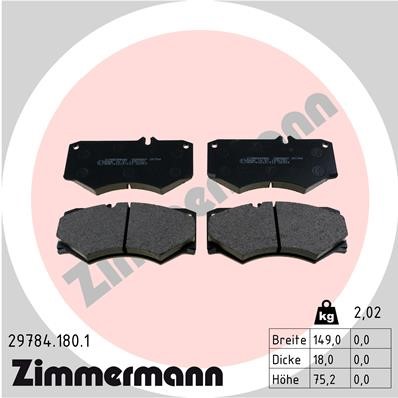 Bromsbeläggsats, Framaxel Zimmermann 29784.180.1 ZIMMERMANN