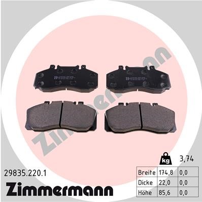 Bromsbeläggsats, Framaxel, Bakaxel Zimmermann 29835.220.1 ZIMMERMANN