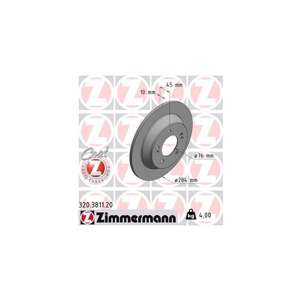 Bromsskiva Solid, Bakaxel Zimmermann 320.3811.20 ZIMMERMANN