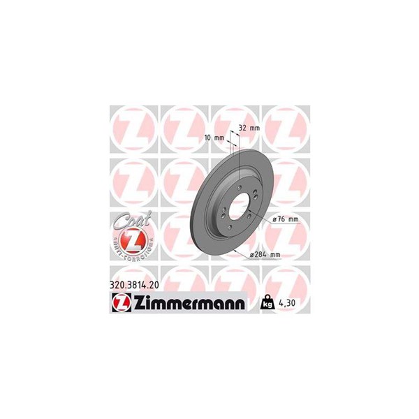 Bromsskiva Solid, Bakaxel Zimmermann 320.3814.20 ZIMMERMANN