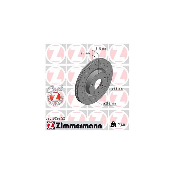 Bromsskiva Ventilerad, Framaxel Zimmermann 370.3054.52 ZIMMERMANN