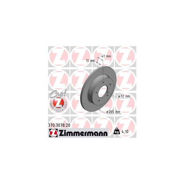 Bromsskiva Solid, Bakaxel Zimmermann 370.3078.20 ZIMMERMANN