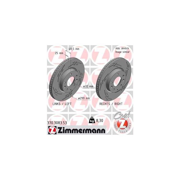 Bromsskiva Ventilerad, Framaxel Zimmermann Black Z 370.3083.53 ZIMMERMANN