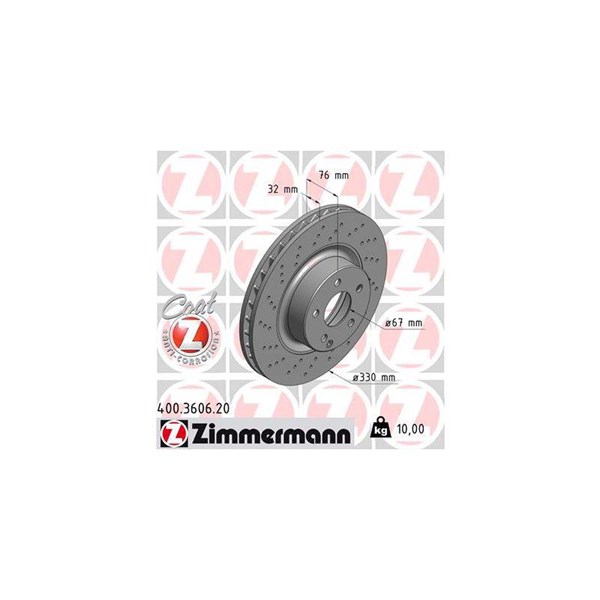 Bromsskiva Ventilerad, Framaxel Zimmermann 400.3606.20 ZIMMERMANN