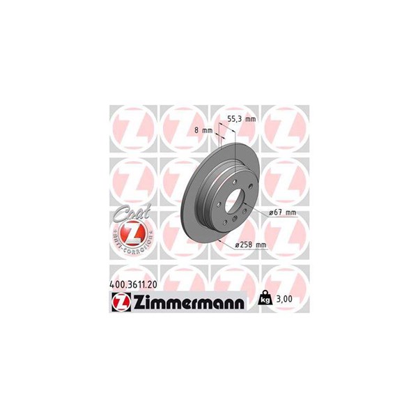 Bromsskiva Solid, Bakaxel Zimmermann 400.3611.20 ZIMMERMANN