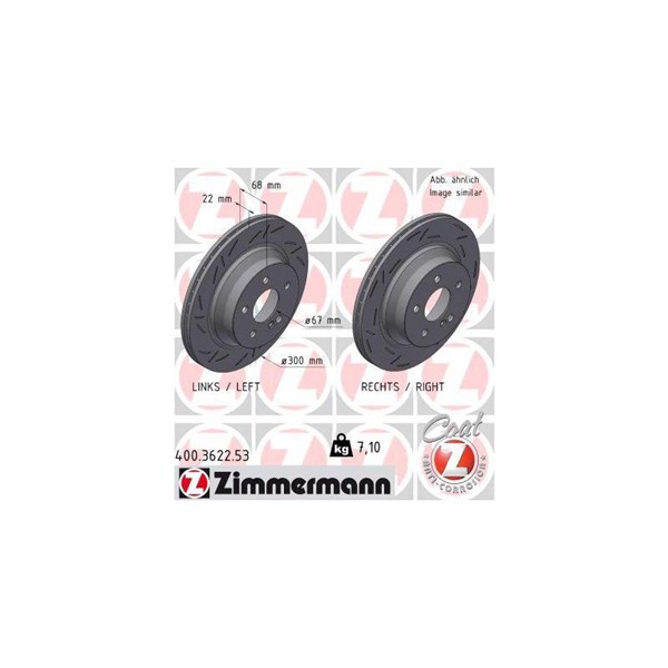 Bromsskiva Ventilerad, Bakaxel Zimmermann Black Z 400.3622.53 ZIMMERMANN