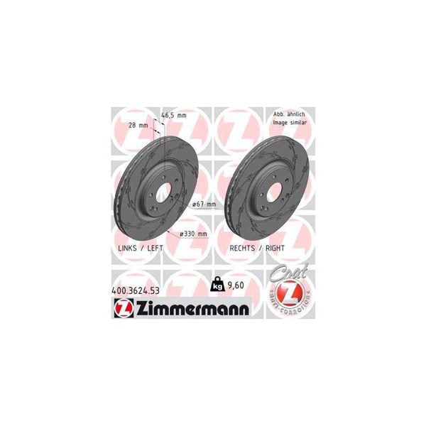 Bromsskiva Ventilerad, Framaxel Zimmermann Black Z 400.3624.53 ZIMMERMANN