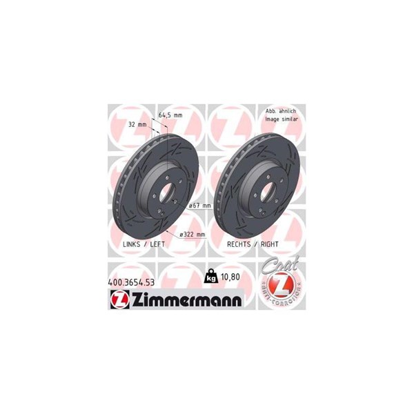 Bromsskiva Ventilerad, Framaxel Zimmermann Black Z 400.3654.53 ZIMMERMANN
