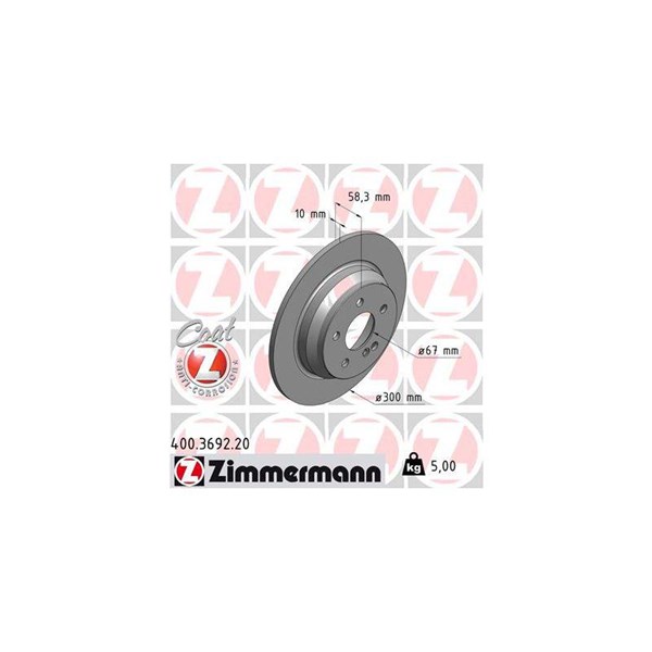 Bromsskiva Solid, Bakaxel Zimmermann 400.3692.20 ZIMMERMANN Bromsskiva Solid, Bakaxel Zimmermann 400.3692.20 ZIMMERMANN