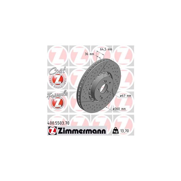 Bromsskiva Bromsskiva tvådelad, Framaxel Zimmermann 400.5503.70 ZIMMERMANN