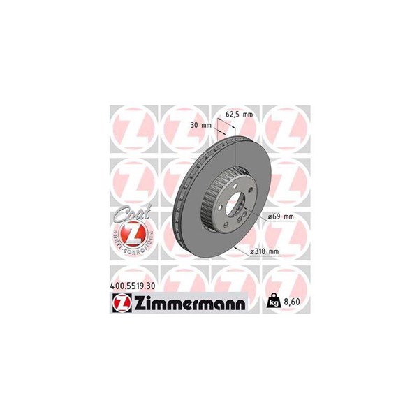 Bromsskiva Bromsskiva tvådelad, Framaxel Zimmermann 400.5519.30 ZIMMERMANN