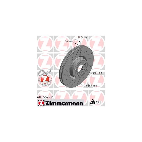 Bromsskiva Ventilerad, Framaxel Zimmermann 400.5529.20 ZIMMERMANN