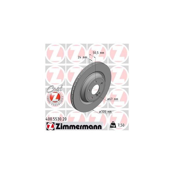 Bromsskiva Ventilerad, Bakaxel Zimmermann 400.5530.20 ZIMMERMANN Bromsskiva Ventilerad, Bakaxel Zimmermann 400.5530.20 ZIMMERMANN