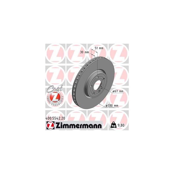 Bromsskiva Ventilerad, Framaxel Zimmermann 400.5542.20 ZIMMERMANN Bromsskiva Ventilerad, Framaxel Zimmermann 400.5542.20 ZIMMERMANN