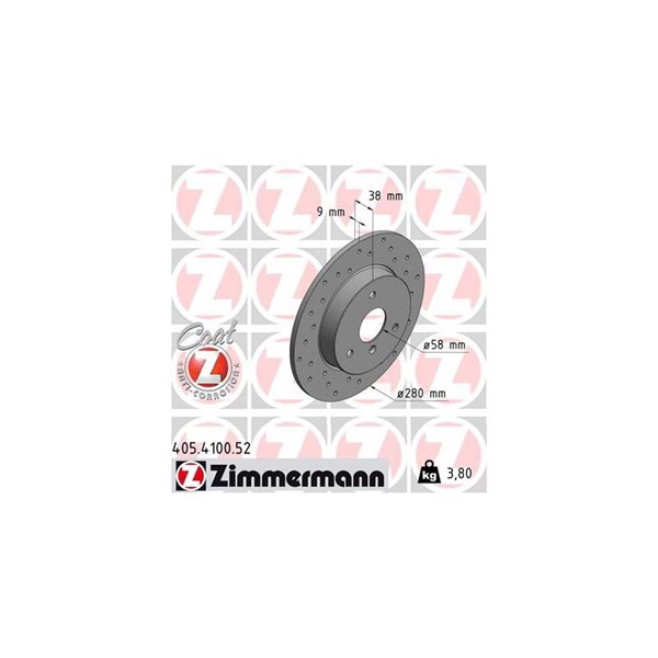 Bromsskiva Solid, Framaxel Zimmermann 405.4100.52 ZIMMERMANN