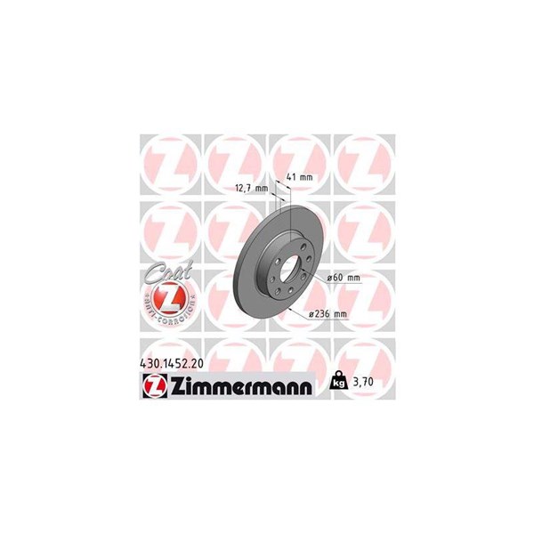 Bromsskiva Solid, Framaxel Zimmermann 430.1452.20 ZIMMERMANN