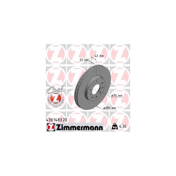 Bromsskiva Ventilerad, Framaxel, Bakaxel Zimmermann 430.1483.20 ZIMMERMANN Bromsskiva Ventilerad, Framaxel, Bakaxel Zimmermann 430.1483.20 ZIMMERMANN