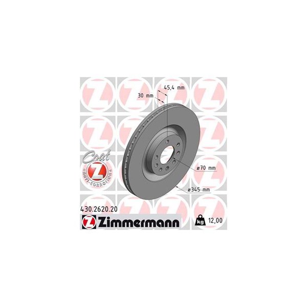 Bromsskiva Ventilerad, Framaxel Zimmermann 430.2620.20 ZIMMERMANN