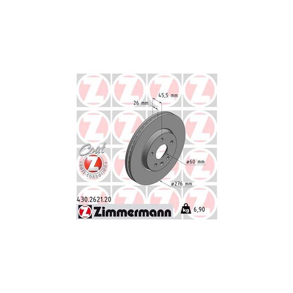 Bromsskiva Ventilerad, Framaxel Zimmermann 430.2621.20 ZIMMERMANN