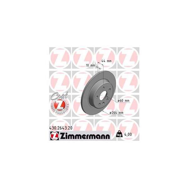 Bromsskiva Solid, Bakaxel Zimmermann 430.2643.20 ZIMMERMANN