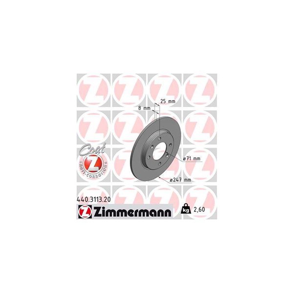 Bromsskiva Solid, Bakaxel, Framaxel Zimmermann 440.3113.20 ZIMMERMANN