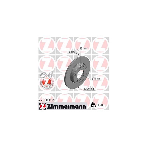 Bromsskiva Solid, Bakaxel Zimmermann 440.3131.20 ZIMMERMANN