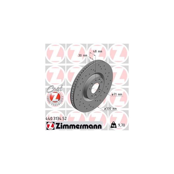 Bromsskiva Ventilerad, Framaxel Zimmermann 440.3134.52 ZIMMERMANN