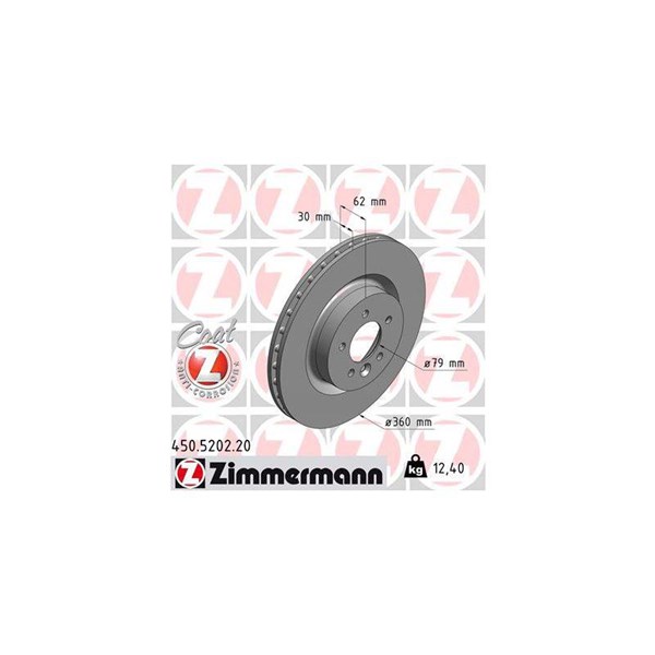 Bromsskiva Ventilerad, Framaxel Zimmermann 450.5202.20 ZIMMERMANN