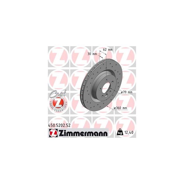 Bromsskiva Ventilerad, Framaxel Zimmermann 450.5202.52 ZIMMERMANN
