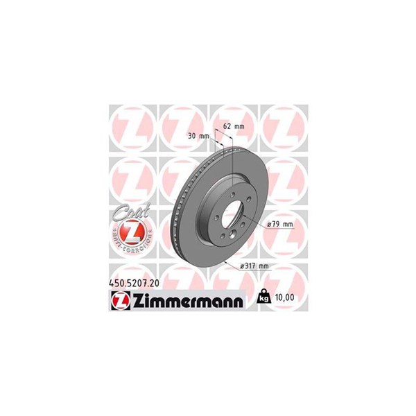Bromsskiva Ventilerad, Framaxel Zimmermann 450.5207.20 ZIMMERMANN