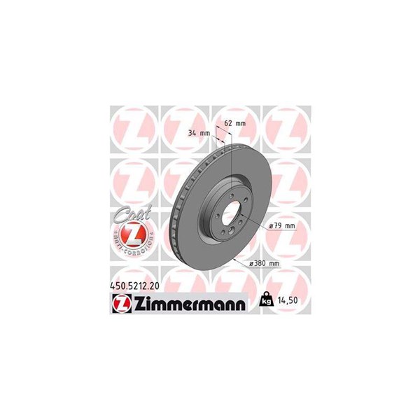 Bromsskiva Ventilerad, Framaxel Zimmermann 450.5212.20 ZIMMERMANN