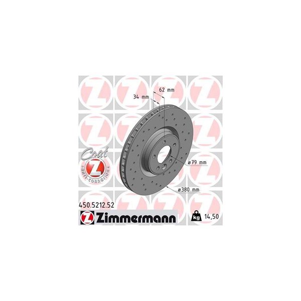 Bromsskiva Ventilerad, Framaxel Zimmermann 450.5212.52 ZIMMERMANN Bromsskiva Ventilerad, Framaxel Zimmermann 450.5212.52 ZIMMERMANN