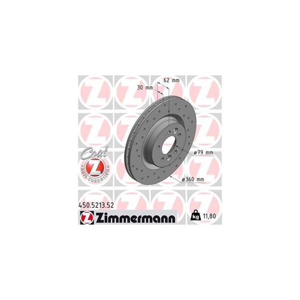 Bromsskiva Ventilerad, Framaxel Zimmermann 450.5213.52 ZIMMERMANN