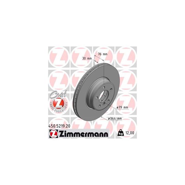 Bromsskiva Ventilerad, Framaxel Zimmermann 450.5219.20 ZIMMERMANN