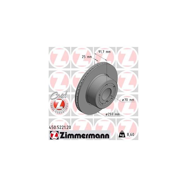 Bromsskiva Externt ventilerad, Framaxel Zimmermann 450.5221.20 ZIMMERMANN