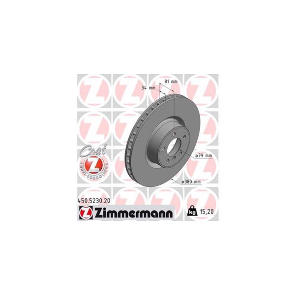 Bromsskiva Ventilerad, Framaxel Zimmermann 450.5230.20 ZIMMERMANN