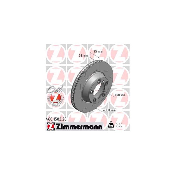 Bromsskiva Ventilerad, Bakaxel vänster Zimmermann 460.1582.20 ZIMMERMANN Bromsskiva Ventilerad, Bakaxel vänster Zimmermann 460.1582.20 ZIMMERMANN