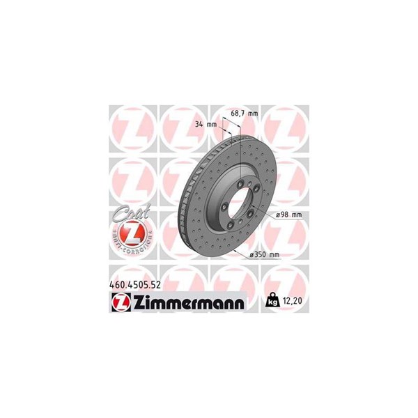 Bromsskiva Ventilerad, framaxel höger Zimmermann 460.4505.52 ZIMMERMANN