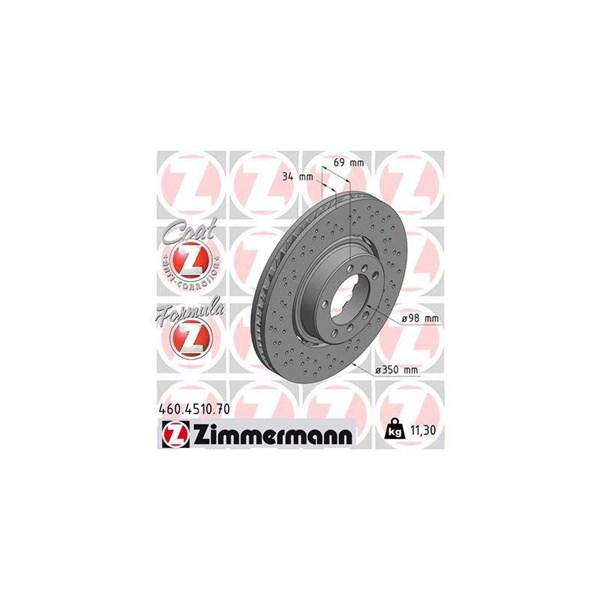 Bromsskiva, framaxel vänster Zimmermann 460.4510.70 ZIMMERMANN
