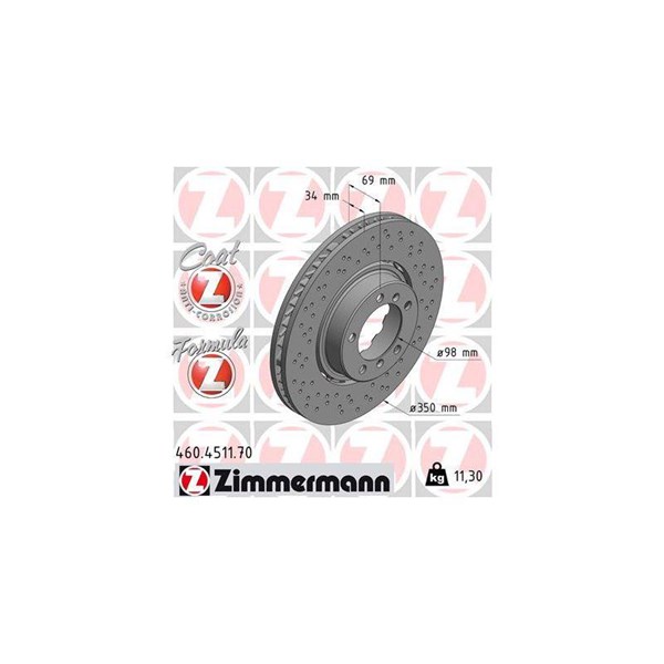 Bromsskiva, framaxel höger Zimmermann 460.4511.70 ZIMMERMANN