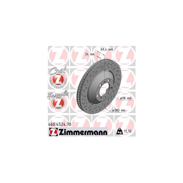Bromsskiva, framaxel vänster Zimmermann 460.4524.70 ZIMMERMANN
